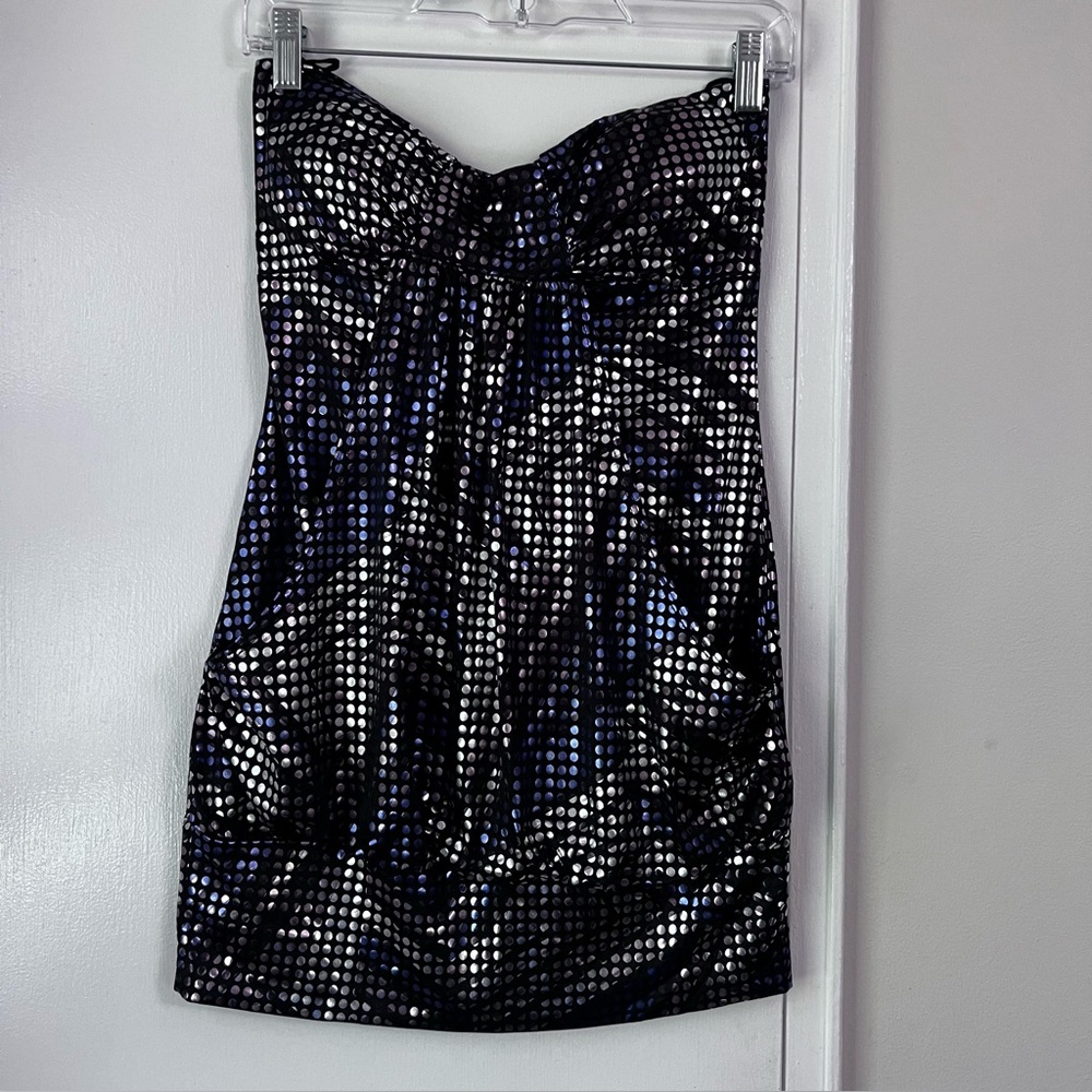 Wet Seal Y2K Metallic Sweetheart Balloon Mini Club Party Dress - Size Medium